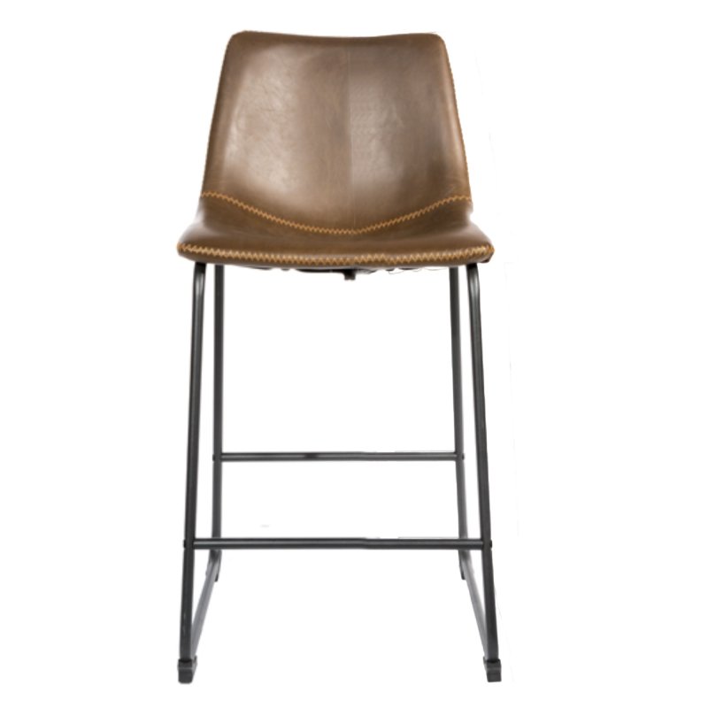 Cooper High Bar Stool Faux Leather Chestnut