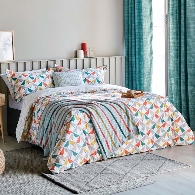 Scion Lintu Marina Reversible Double Duvet Cover Multi Coloured