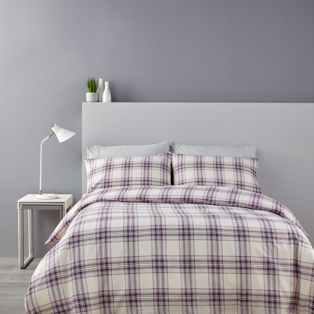 Christy Thurloe Double Check Duvet Cover Set Lilac Duvet Covers