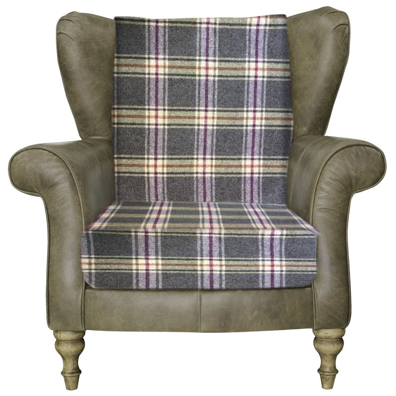 Alexander & James Blake Wing Chair Leather & Fabric Option 1