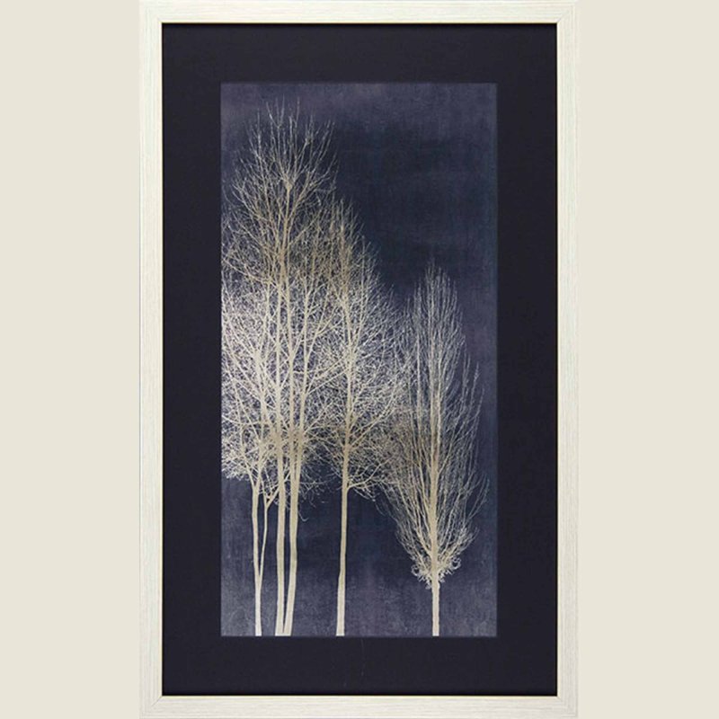 Camelot Silver Tree Silhouette I 39cm x 64cm Picture White Frame by Kate Bennett