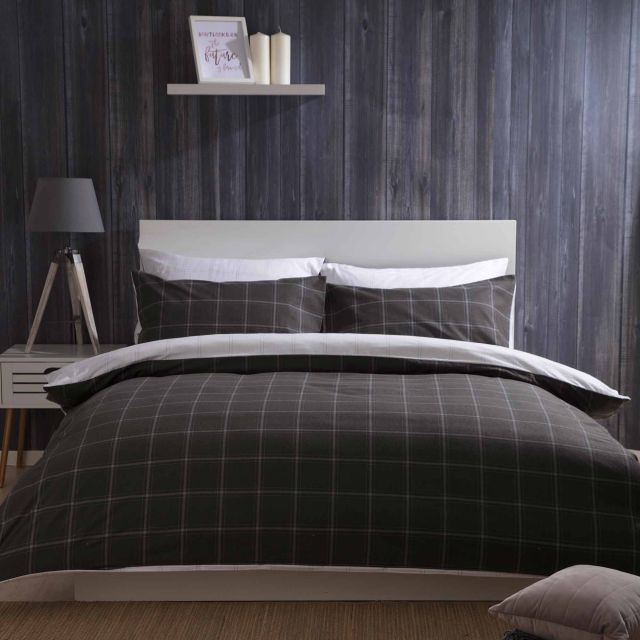 Belledorm Vail Reversible Single Duvet Cover Set Charcoal Duvet