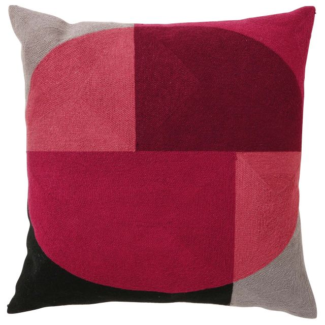raspberry and grey cushions