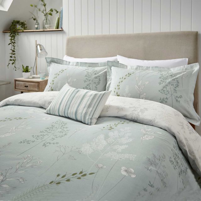 Sanderson Summer Meadow Reversible Single Duvet Cover Set Aqua