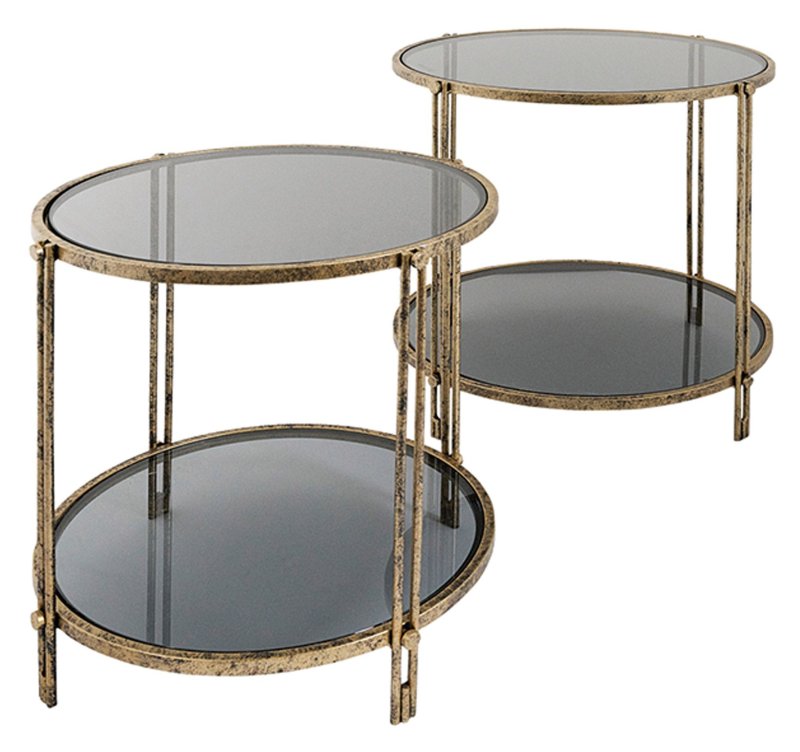Mindy Brownes Rhianna Side/Lamp Table Gold & Black (Set of 2)