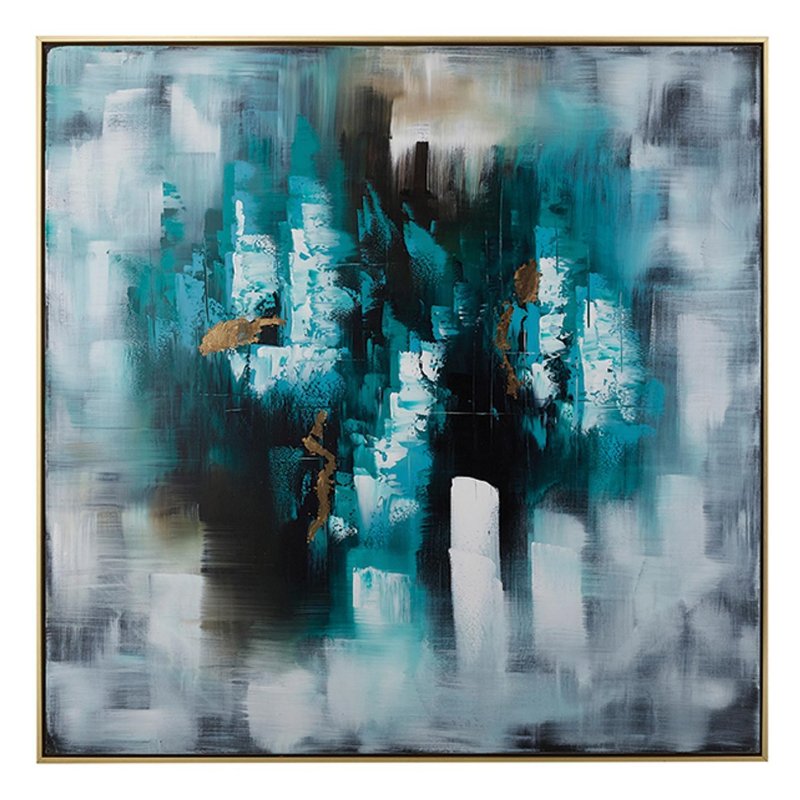 Mindy Brownes Ocean Storm 100cm x 100cm Canvas White, Gold, Grey & Black