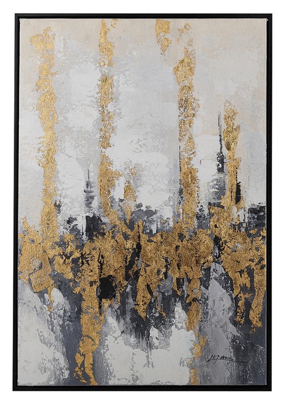 Mindy Brownes Forest Flame 60cm x 90cm Canvas Gold, White, Black & Grey