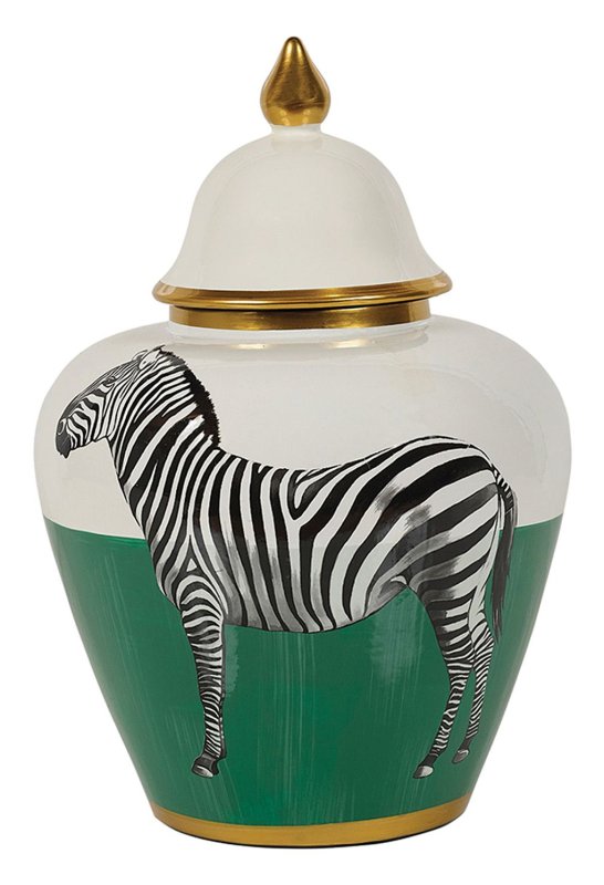 Mindy Brownes Zebra Small Jar Green, Black, White & Gold