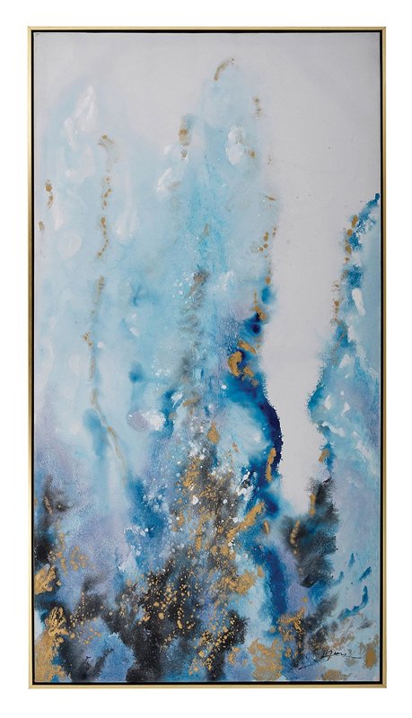 Mindy Brownes River Flow 73cm x 134cm Canvas Blue, Purple, Grey, White & Gold