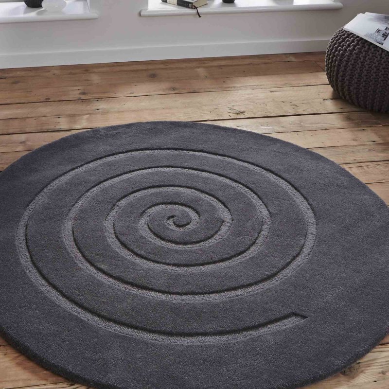 Spiral Grey Rug 180 x 180