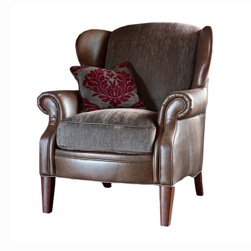 Alexander & James Hudson Wing Chair Option 1 Fabric & Leather