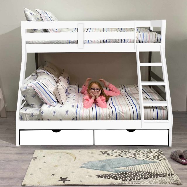 single white bunk beds