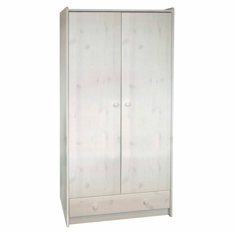 Steens for Kids 2 Door + 1 Drawer Tall Wardrobe Whitewash