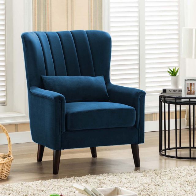 Maura Armchair Fabric Dark Blue, Blue Arm Chair