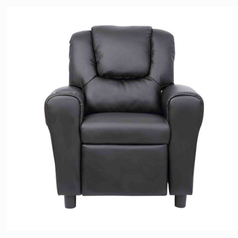 Kids Recliner Armchair Faux Leather Black