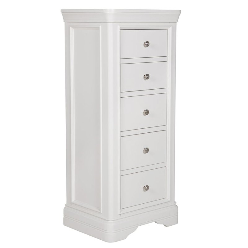 Acton 5 Drawer Tallboy Bone White