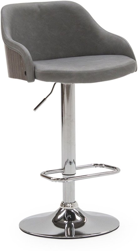 Fig High/Low Gas Lift Bar Stool Faux Leather Grey