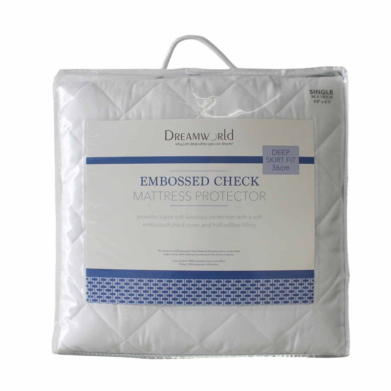 Dreamworld Embossed Check Mattress Protector Single