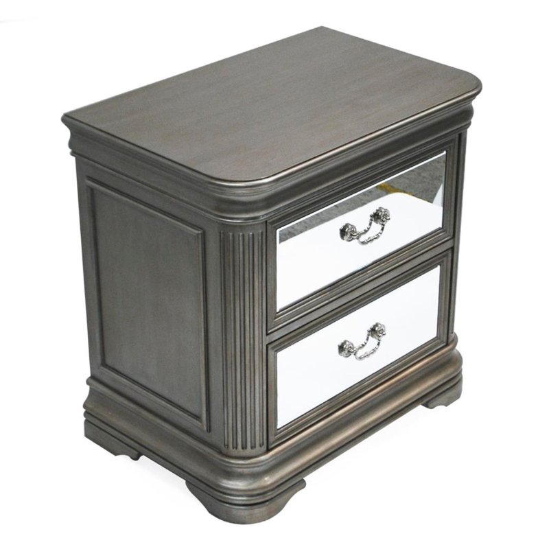 Rochelle 2 Drawer Bedside Locker Taupe & Mirrored