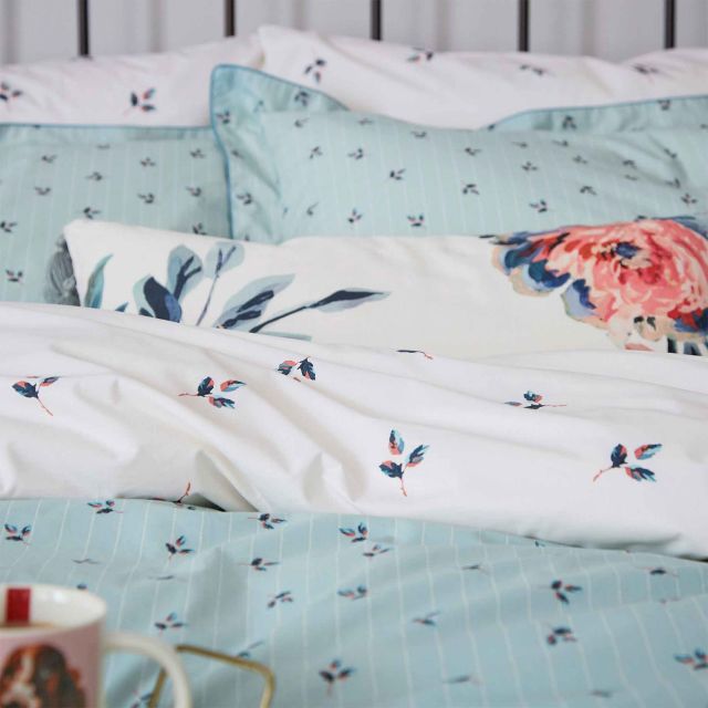 Joules Little Leaf Reversible Duvet Cover Soft Blue Duvet Covers