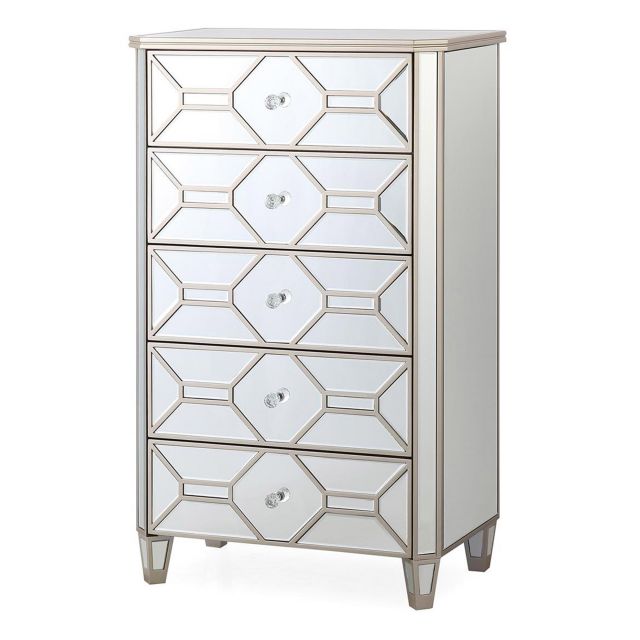 Ashley 5 Drawer Tallboy Mirrored Chest Of Drawers Meubles - Tall Boy Mirrored Dresser Ashley 5 Drawer Tallboy Mirrored Chest Of Drawers Meubles - Tall Boy Mirrored Dresser