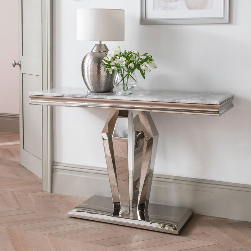 Ernest Console Table Stainless Steel & Marble Top