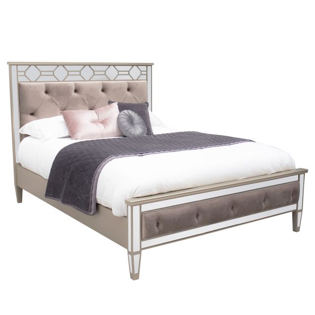 Ashley Bedstead Mirrored With Fabric, Riley Tufted Upholstered King Headboard