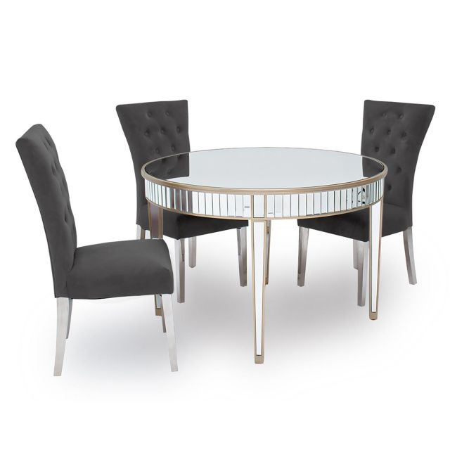 Ashley 4 Person Round Dining Table Mirrored Tables Meubles Ashley 4 Person Round Dining Table, Round Mirrored Dining Table