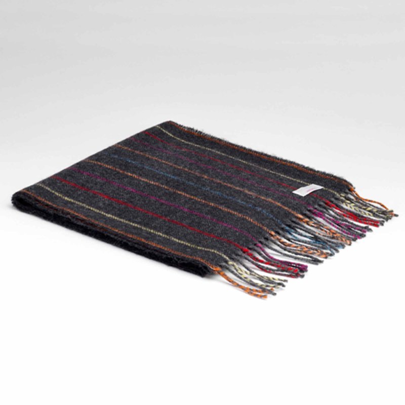 Lambswool Charcoal Rainbow Scarf & Tube