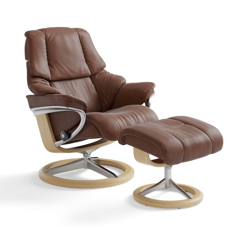 Stressless Reno Chair & Footstool With Signature Base Paloma Leather