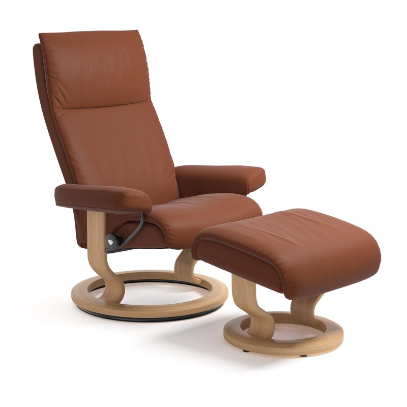 Aura Smal Chair & Footstool With Classic Base Fabirc
