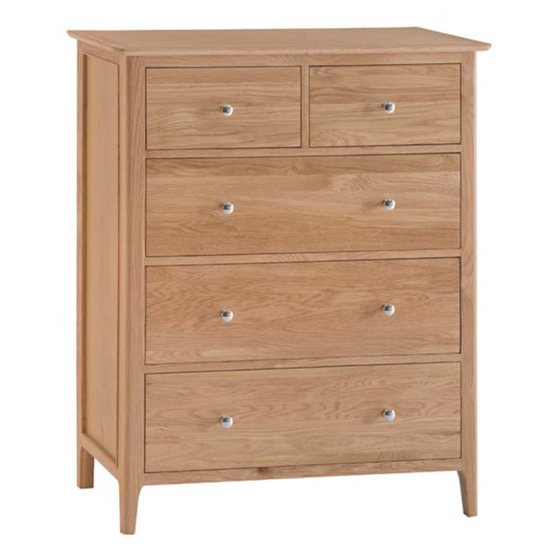 Alford 3+2 Drawer Tall Chest of Drawers Light Oak