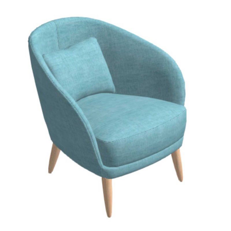 Komba Armchair With Wooden Legs Fabric 6