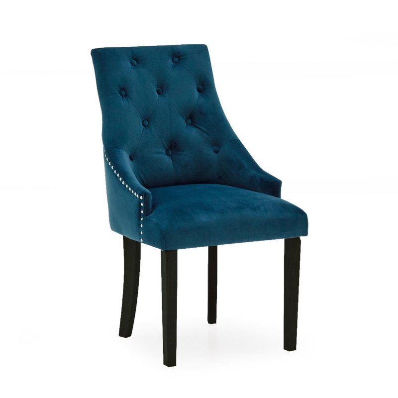 Gradara Dining Chair Velvet Fabric Midnight Blue With Wenge Legs