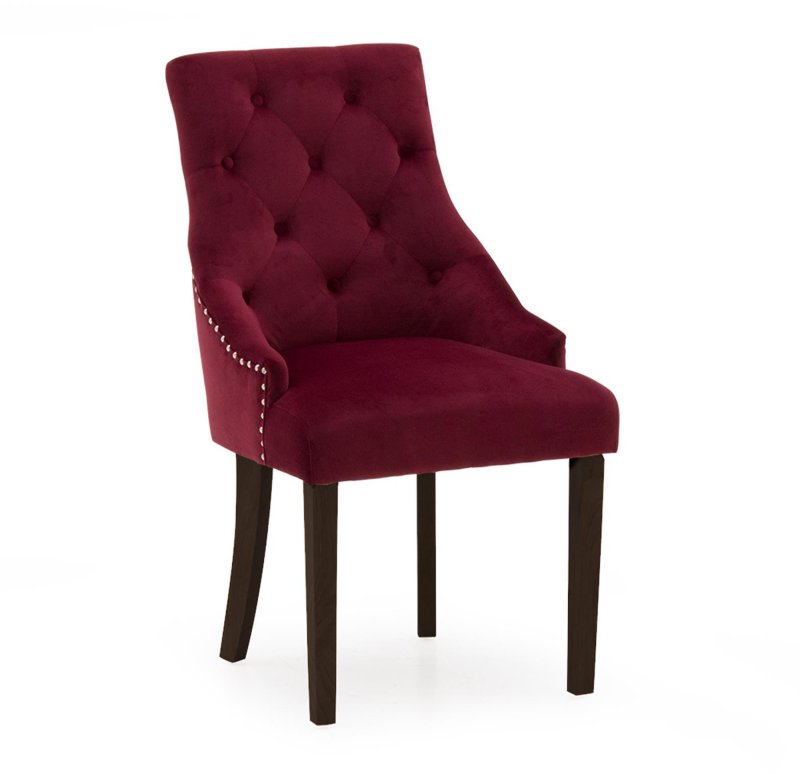 Gradara Dining Chair Velvet Fabric Crimson With Wenge Legs 
