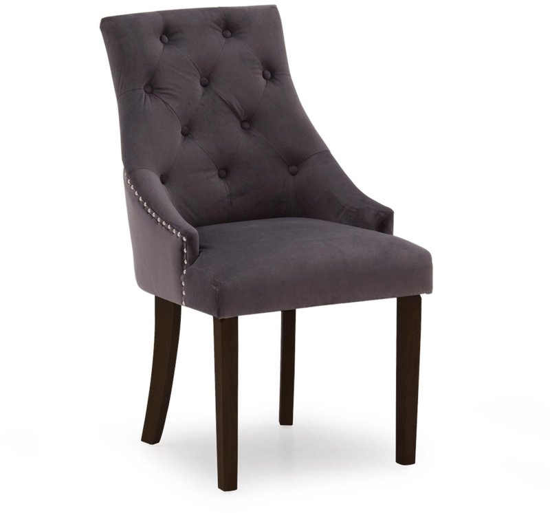 Gradara Dining Chair Velvet Fabric Misty With Wenge Legs 