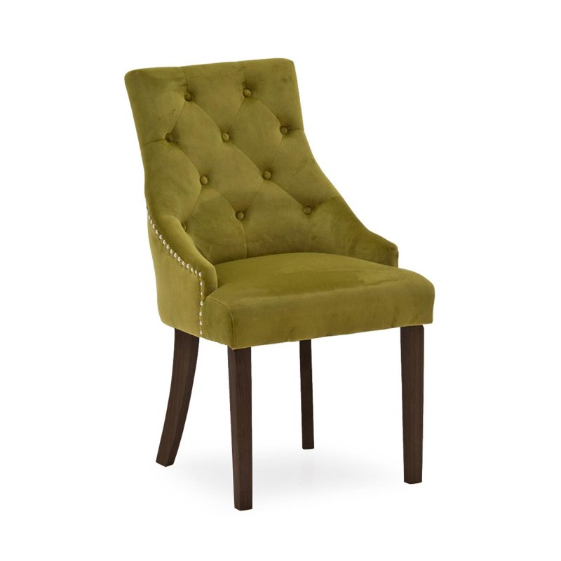 Gradara Dining Chair Velvet Fabric Moss With Wenge Legs 