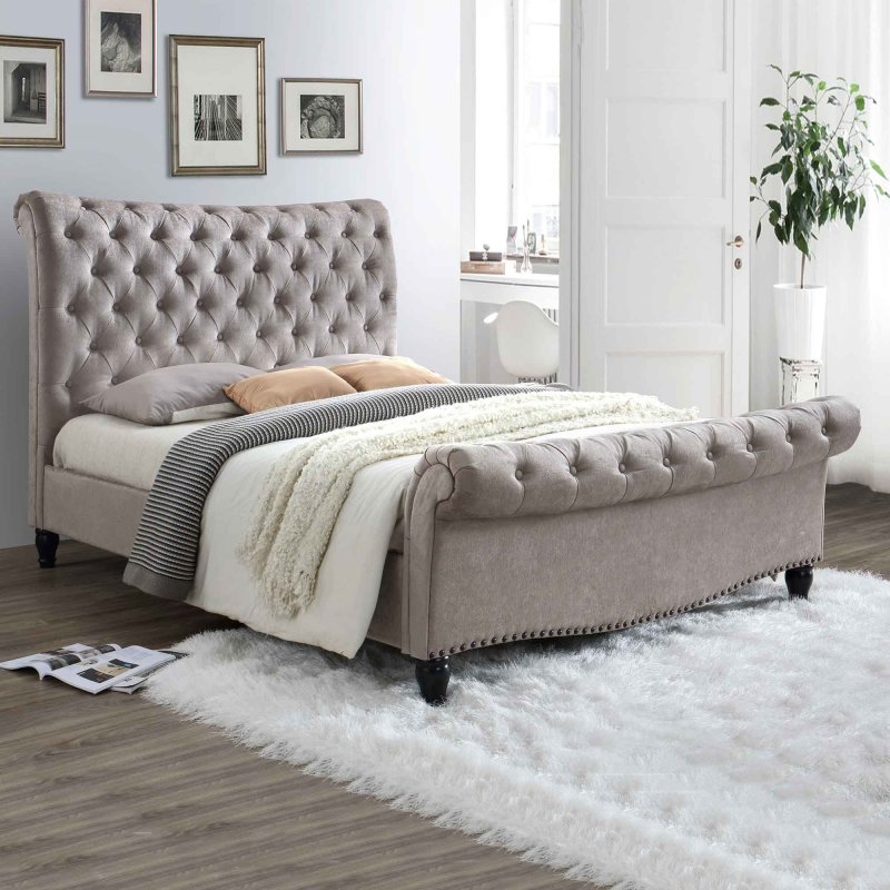 Larrisa Bedstead Fabric Mink Velvet