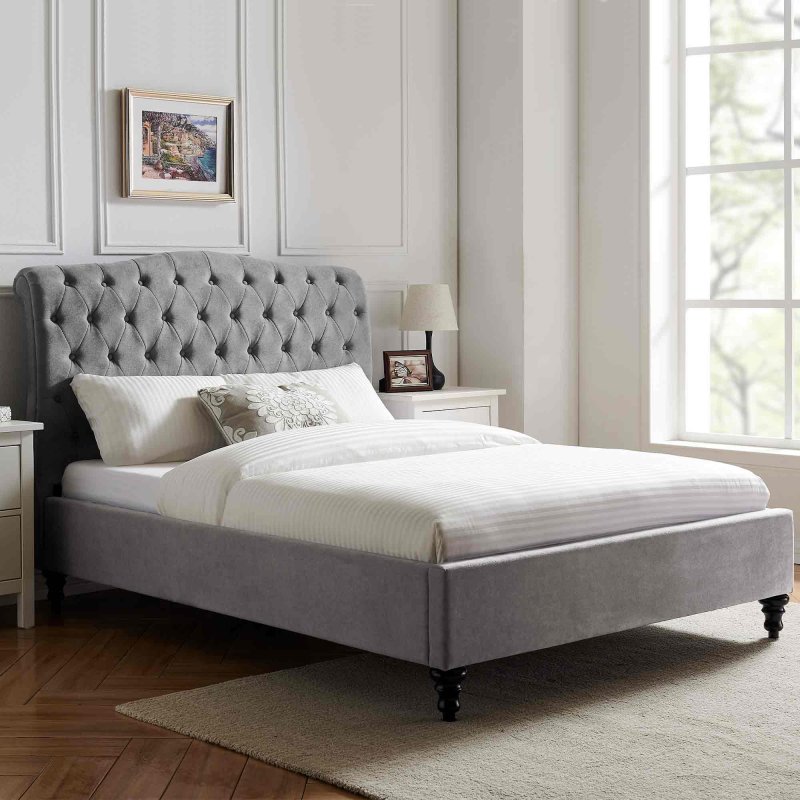 Rosa Super King (180cm) Bedstead Fabric Light Grey