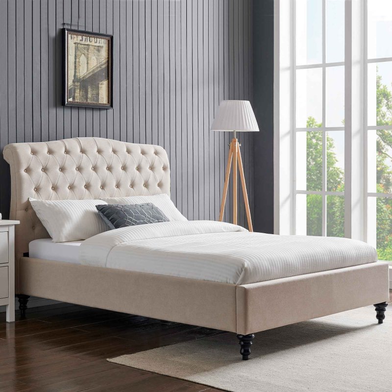 Rosa Single (90cm) Bedstead Fabric Natural