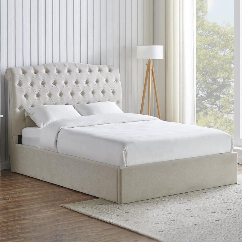 Rosa Double (135cm) Ottoman Bedstead Fabric Natural Lifestyle