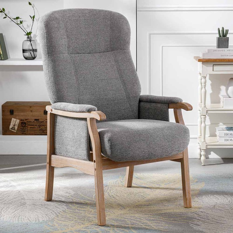 Donard Armchair Fabric Light Grey Side