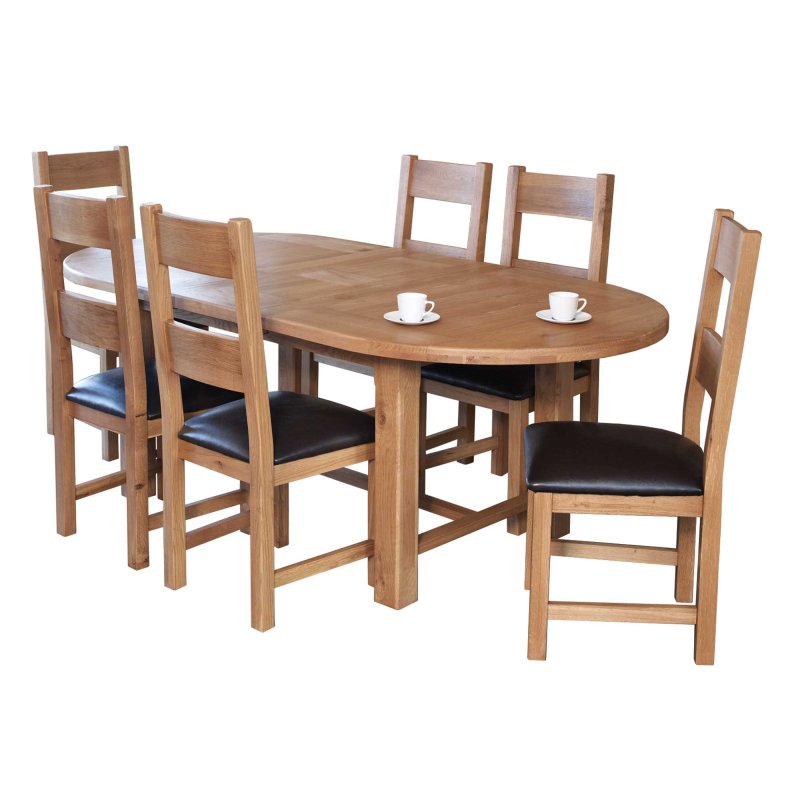 Holly 4-6 Person Oval Extending Dining Table 180cm x 220cm