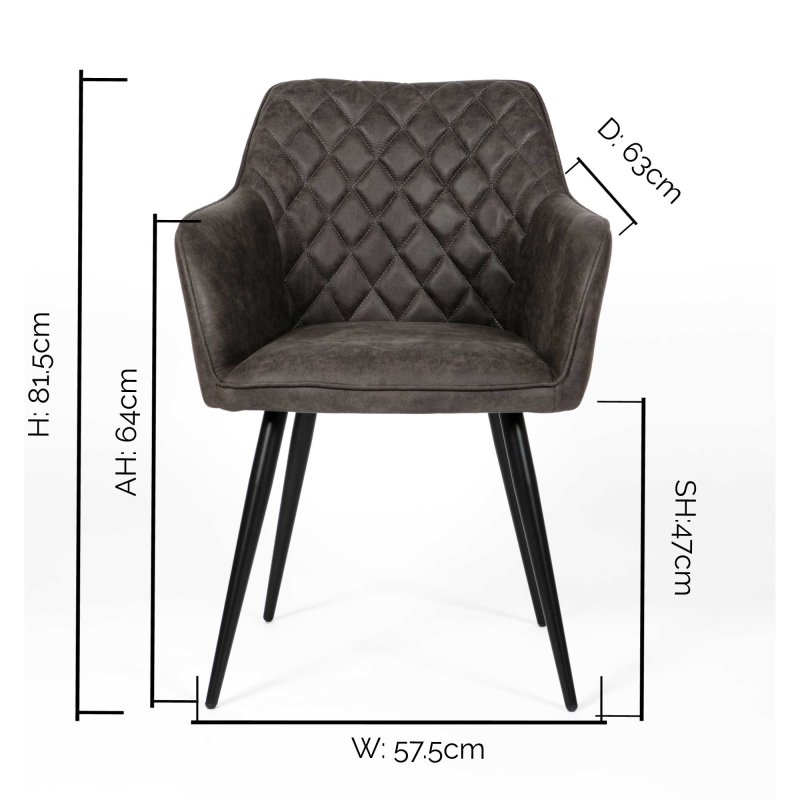 Turnberry Carver Dining Chair Faux Leather Grey Meubles