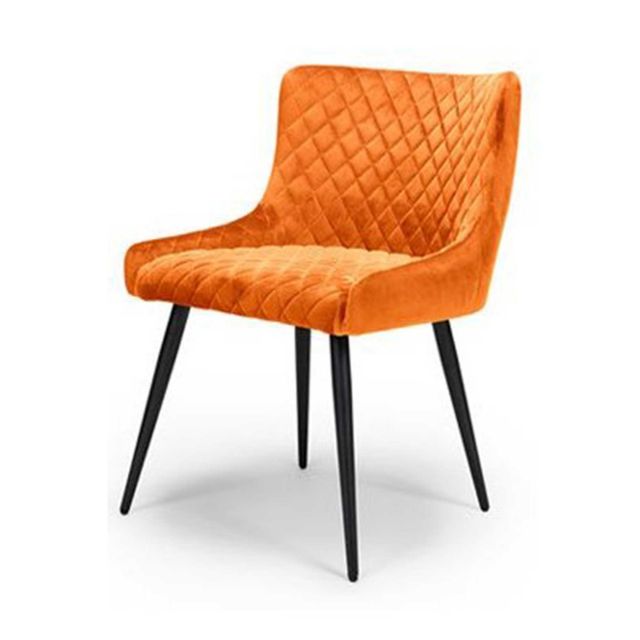 Malmo Dining Chair Fabric Burnt Orange, Orange Velvet Dining Room Chairs