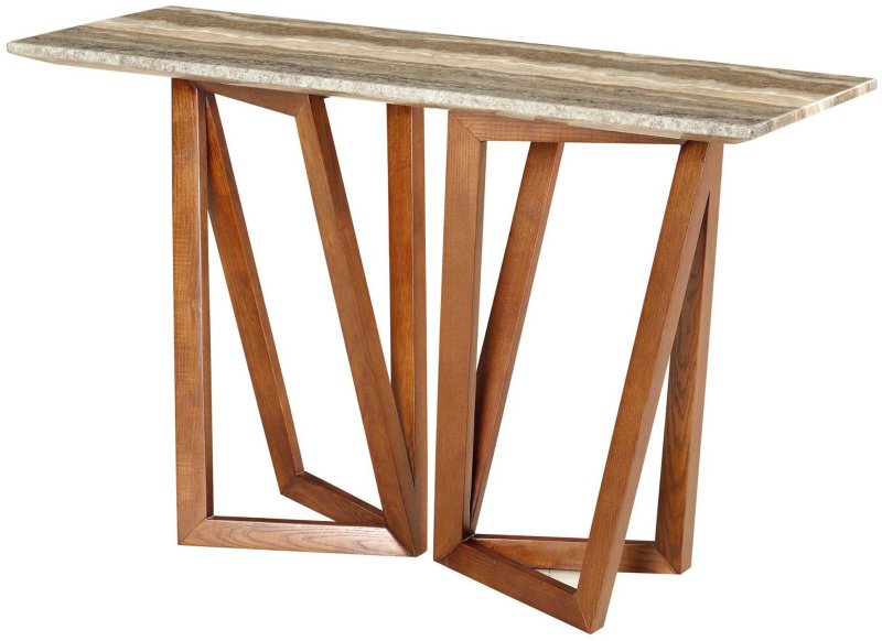 Veneto Console Table Marble & Walnut