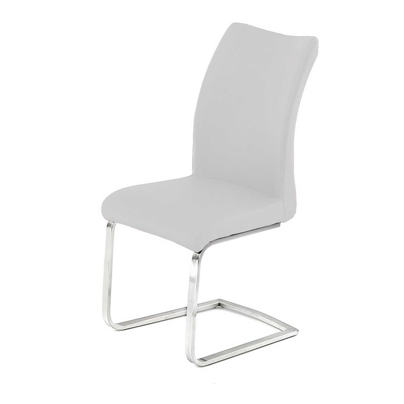 Paderna Dining Chair Steel S Frame Light Grey PU Cover