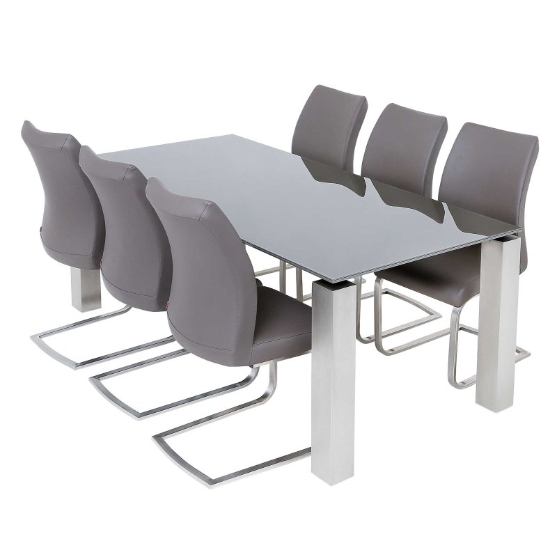 Terenzo 6-8 Person Dining Table Grey Glass 