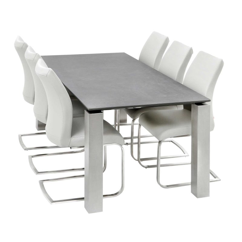 Terenzo 6-8 Person Dining Table Grey Ceramic 