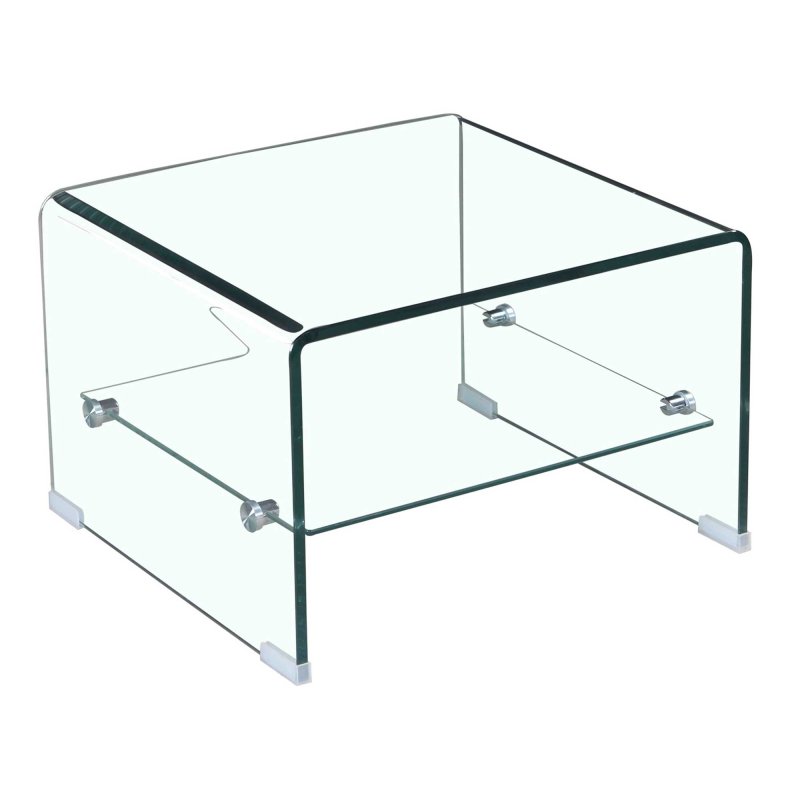 Elena Clear Glass Lamp Table with Shelf 55 x 45 x 33